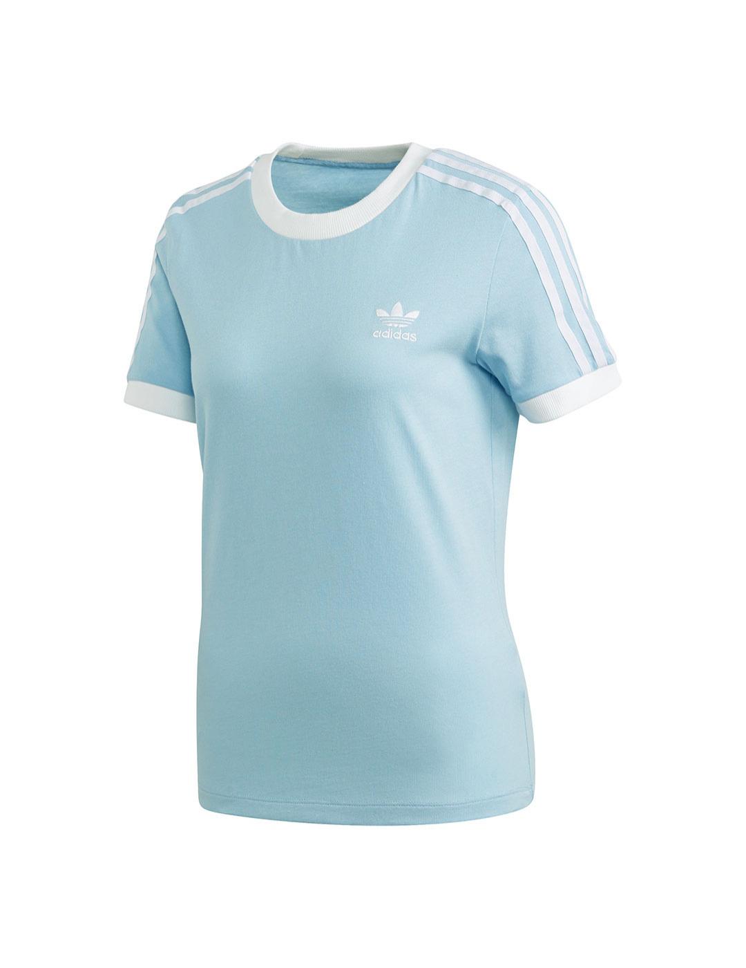 Camiseta Mujer adidas 3 Stripes Celeste
