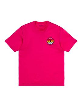 Camiseta Hombre Carhartt WIP Worldwide Fucsia