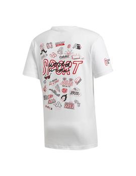 Camiseta Hombre adidas Doodle Blanca/Rojo