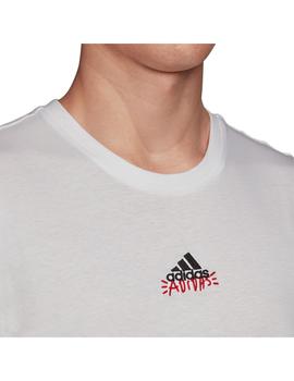 Camiseta Hombre adidas Doodle Blanca/Rojo