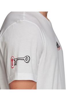 Camiseta Hombre adidas Doodle Blanca/Rojo