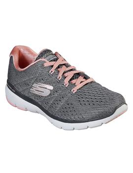 Zapatilla Mujer Skechers Flex Appeal Gris/Rosa