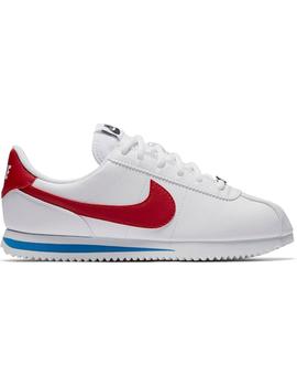Zapatilla Junior Nike Classic Cortez Blanca Roja