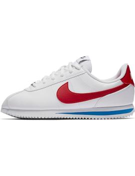 Zapatilla Junior Nike Classic Cortez Blanca Roja