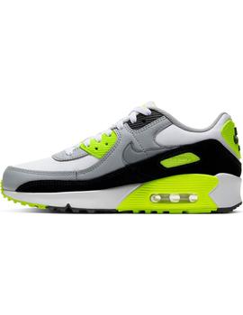 Zapatilla GS Nike Air Max 90 LTR Gris/Fosforita
