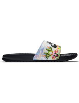 Chancla Mujer Nike Benassi Print Negra/Flores