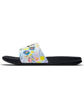 Chancla Mujer Nike Benassi Print Negra/Flores