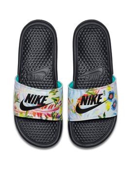 El actual Isla Stewart Involucrado Chancla Mujer Nike Benassi Print Negra/Flores