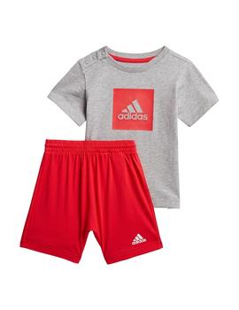 Conjunto Niño adidas Logo Gris Rojo