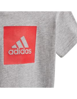 Conjunto Niño adidas Logo Gris Rojo