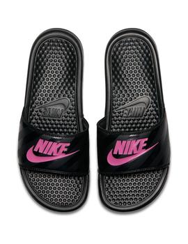 Chancla Mujer Nike Benassi Negra Rosa