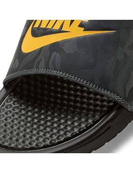 Chancla Hombre Nike Benassi Negra Naranja