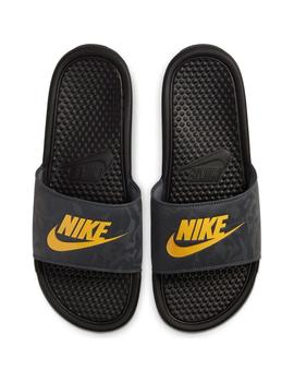 Chancla Hombre Nike Benassi Negra Naranja