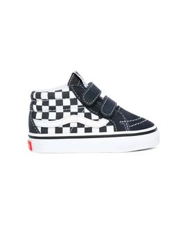 Zapatilla Baby Vans Sk8 Mid Cuadros Marino