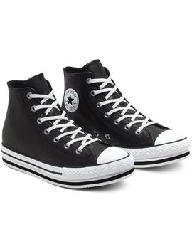 Zapatilla Niña Converse Leather All Star Plataf Ne