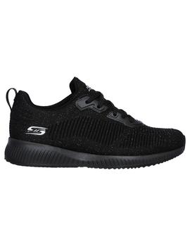 Zapatilla Mujer Skechers Bobs Squad Negro Brillo