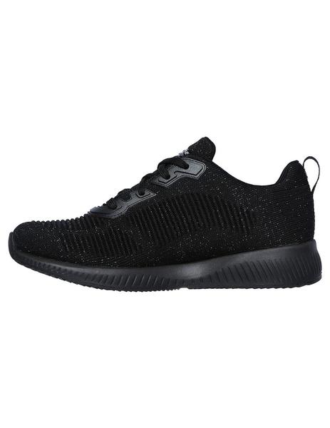 enfermero Clasificación Ocho Zapatilla Mujer Skechers Bobs Squad Negro Brillo