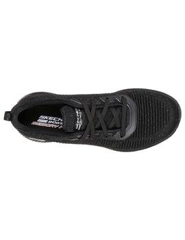 almohada Son Giro de vuelta Zapatilla Mujer Skechers Bobs Squad Negro Brillo