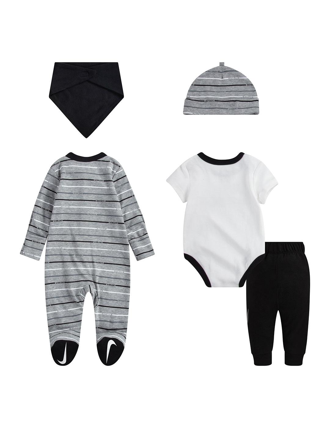 Conjunto Niño Nike Stripe Negro Blanco