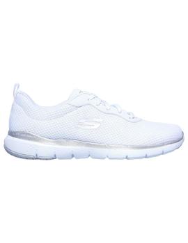 Zapatilla Mujer Skechers Flex A. Blanco/Plata