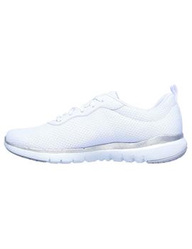 Zapatilla Mujer Skechers Flex A. Blanco/Plata