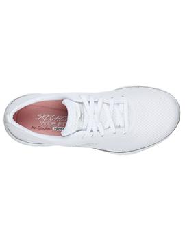 Zapatilla Mujer Skechers Flex A. Blanco/Plata