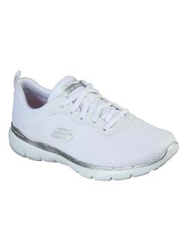 Zapatilla Mujer Skechers Flex A. Blanco/Plata