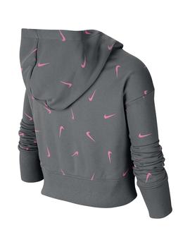 Sudadera Niña Nike Nsw Crop Hoodie Gris/Rosa