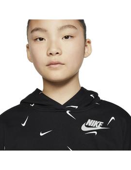 Sudadera Niña Nike Hoodie Negra Logos