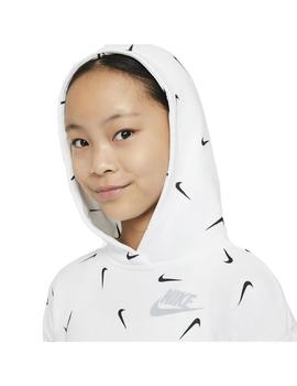 Sudadera Niña Nike Hoodie Blanca Logos