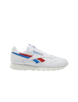 Zapatilla Hombre Reebok Cl LTHR Blanco/Azul/Rojo