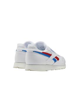 Zapatilla Hombre Reebok Cl LTHR Blanco/Azul/Rojo