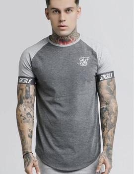 Camiseta SikSilk Contraste Tech Gris Hombre