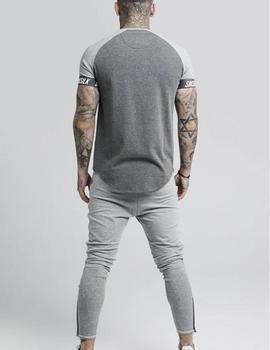 Camiseta SikSilk Contraste Tech Gris Hombre