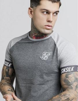 Camiseta SikSilk Contraste Tech Gris Hombre