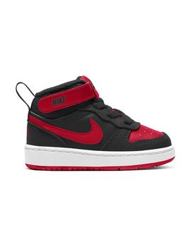 Zapatilla Niño Nike Court Borough Mid 2 Negra Roja