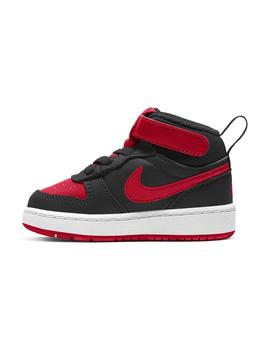 Zapatilla Niño Nike Court Borough Mid 2 Negra Roja