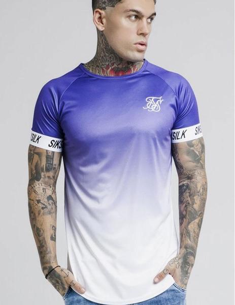 Camiseta Hombre Raglan Fade Morada-Blanca