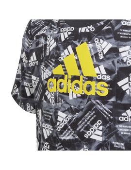 Camiseta Niño adidas Bos Negra Blanca