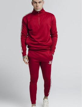 Sudadera SikSilk Quarter Zip Runner Roja Hombre