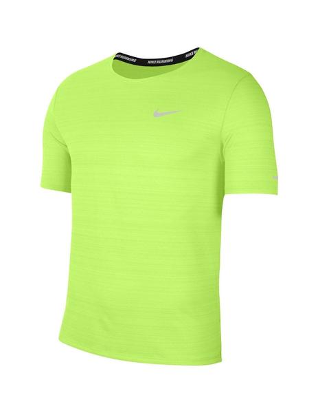 alojamiento Vagabundo Picotear Camiseta Hombre Nike DRI-Fit Miler Fluor