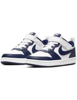 Zapatilla Niño Nike Court Borough Blanca Azul