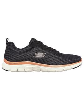 Zapatilla Mujer Skechers Flex Appeal 4.0 Negro/Dorado