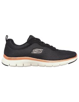 Zapatilla Mujer Skechers Flex Appeal 4.0 Negro/Dorado