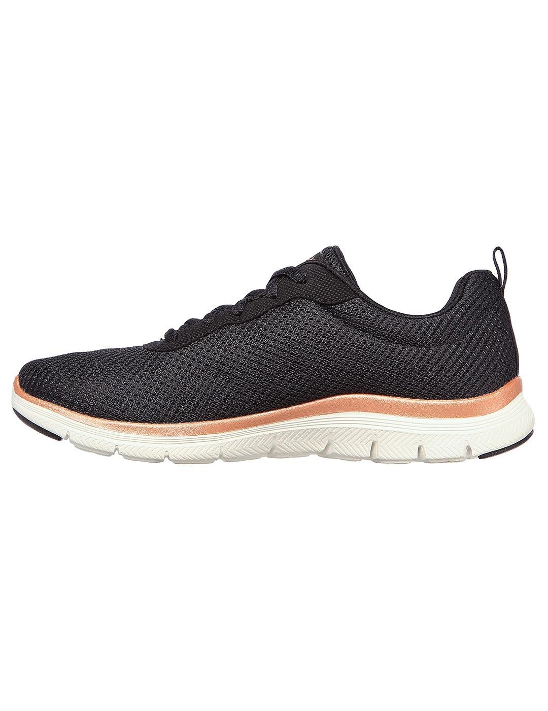 Zapatilla Mujer Skechers Flex Appeal 4.0 Negro/Dorado