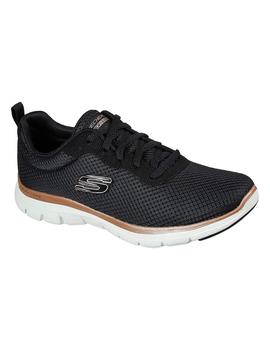 Zapatilla Mujer Skechers Flex Appeal 4.0 Negro/Dorado