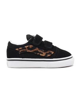 Zapatilla Baby Vans Old Skool Negra Leopardo