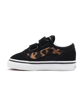 Zapatilla Baby Vans Old Skool Negra Leopardo