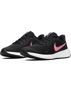 Zapatilla Niña Nike Revolution Negra Rosas