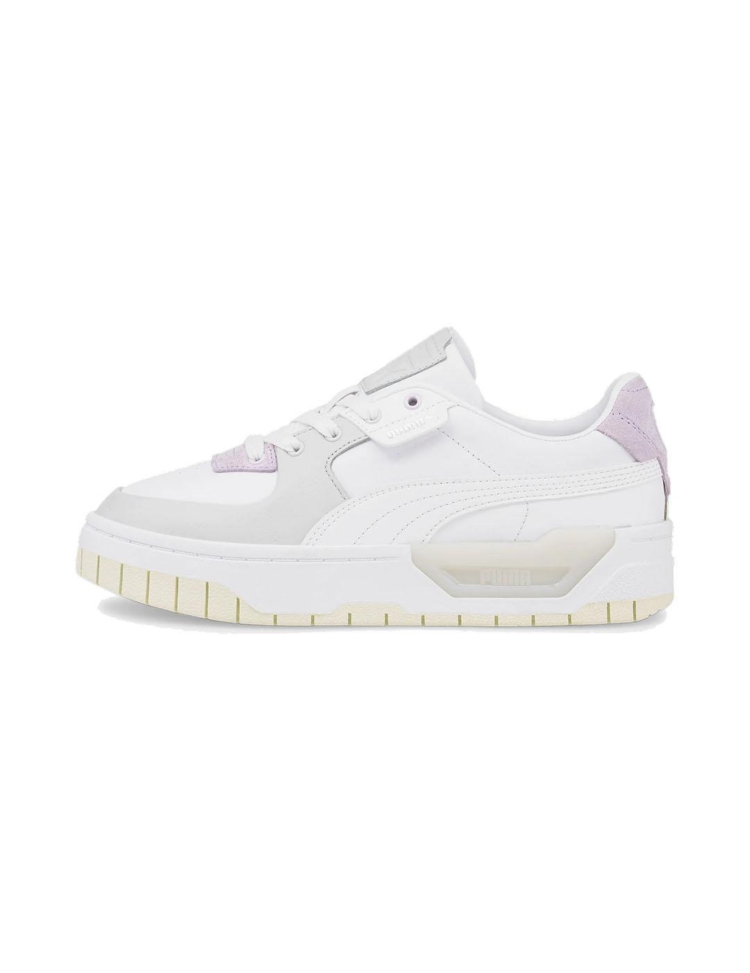 zapatillas puma cali corduroy blanco violeta de mujer.